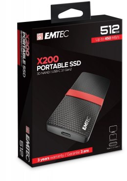 Emtec X200 512 GB USB Type-C 3.2 Gen 1 (3.1 Gen 1) Czarny, Czerwony