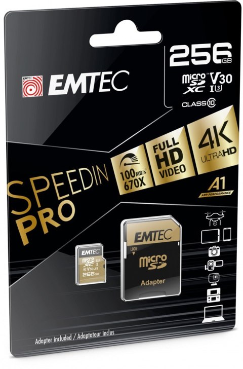 Emtec SpeedIN Pro 256 GB MicroSDXC UHS-I Klasa 10