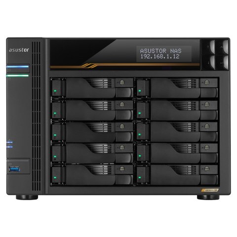 NAS Asustor AS6810T; Tower; 10x (3.5" SATA HDD/ 2.5" SSD); AMD Ryzen Embedded V3C14; 16G ECC DDR5 SODIMM (max. 64GB), 2x 10GbE, 