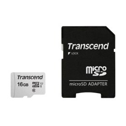 SD microSD Card 16GB Transcend SDHC USD300S-A w/Adapter