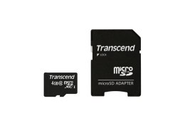 SD microSD Card 4GB Transcend SDHC Class10 w/adapter