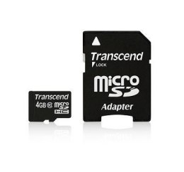 SD microSD Card 4GB Transcend SDHC Class10 w/adapter