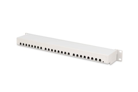Digitus Panel krosowy (patch panel) 19'' 24x RJ45, LSA poziom, kat.6A, ekranowany, 1U, szary, prowadnica kabli