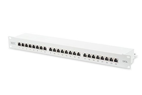 Digitus Panel krosowy (patch panel) 19'' 24x RJ45, LSA poziom, kat.6A, ekranowany, 1U, szary, prowadnica kabli