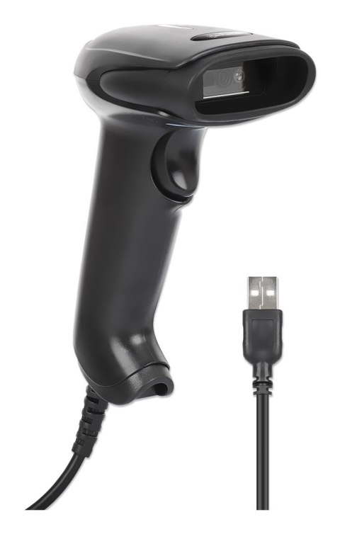 Manhattan 153997 czytnik kodów kreskowych Ręczny czytnik kodów kreskowych 1D/2D LED Czarny