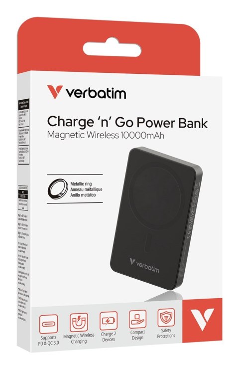 Verbatim Charge 'n' Go Essentials 10000 mAh Bezprzewodowe ładowanie Czarny
