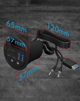 ICY BOX IB-HUB1403B gniazdko elektryczne Antracyt