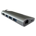 LC-Power LC-HUB-C-MULTI-5 stacja dokująca Przewodowa USB 3.2 Gen 1 (3.1 Gen 1) Type-C Antracyt, Czarny