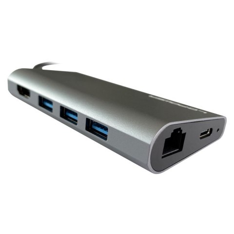 LC-Power LC-HUB-C-MULTI-5 stacja dokująca Przewodowa USB 3.2 Gen 1 (3.1 Gen 1) Type-C Antracyt, Czarny