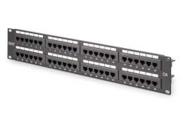 Digitus Panel krosowy (patch panel) 19'' 48x RJ45, LSA pion, kat.6, nieekranowany, 2U, czarny, prowadnica kabli, pola opisowe