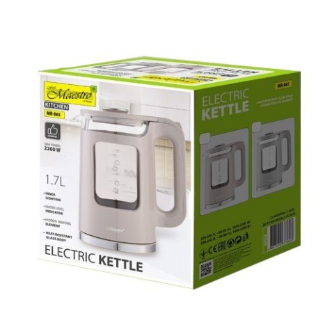 Feel-Maestro Czajnik elektryczny szklany 1,7l 2200W MR-065-BEIGE