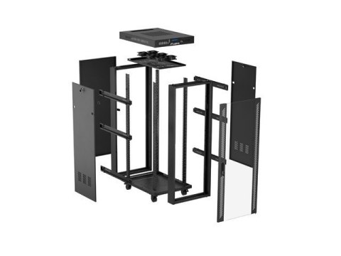 Lanberg Szafa instalacyjna rack stojąca 19 cali 32U 600x1000 drzwi przeszklone LCD czarna (Flat pack)