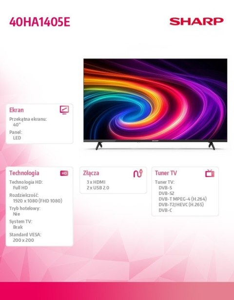 Sharp Telewizor LED 40 cali 40HA1405E