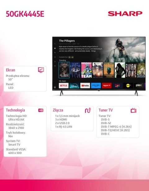 Sharp Telewizor LED 50 cali 50GK4445E