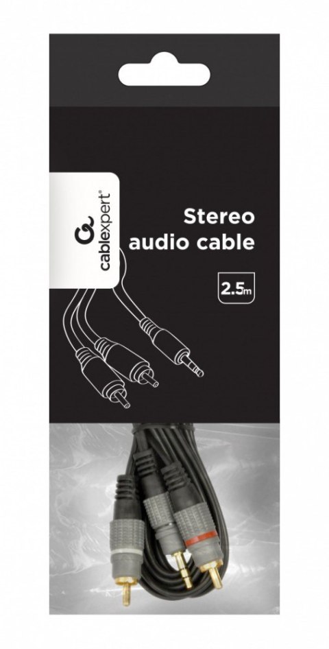 Gembird Kabel stereo minijack 3.5mm na 2*RCA 2.5m pozłacane złącza