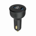 Gembird Szybka ładowarka samochodowa 2xUSB-A+C, Type-C (PD), LCD, 65W, czarna