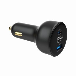 Gembird Szybka ładowarka samochodowa 2xUSB-A+C, Type-C (PD), LCD, 65W, czarna