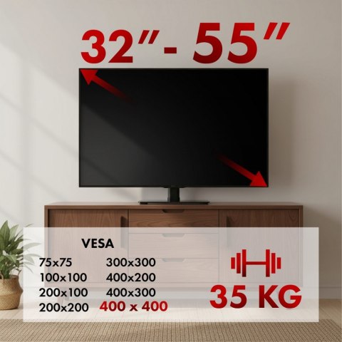 Maclean Uniwersalny stojak, max 35kg MC-132 na szafke RTV, obrót 20 stopni, dla TV 32-55''