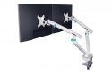 Digitus Ramię biurkowe podwójne z zaciskiem i sprężyną mechaniczną 2x LCD max. 35" obciążenie 2x10kg, VESA: 75x75, 100x100, białe