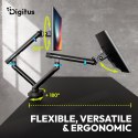 Digitus Ramię biurkowe podwójne z zaciskiem i sprężyną mechaniczną 2x LCD max. 35" obciążenie 2x10kg, VESA: 75x75, 100x100, czarne