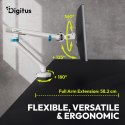 Digitus Ramię biurkowe pojedyncze z zaciskiem i sprężyną mechaniczną 1x LCD max. 35" 10kg, VESA: 75x75, 100x100, białe