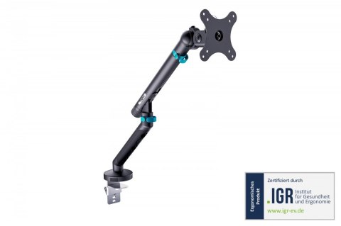 Digitus Ramię biurkowe pojedyncze z zaciskiem i sprężyną mechaniczną 1x LCD max. 35" 10kg, VESA: 75x75, 100x100, czarne