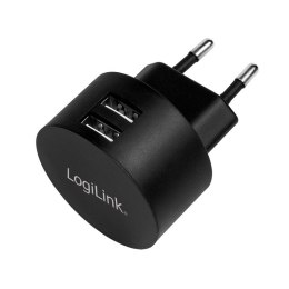LogiLink Ładowarka sieciowa 2x USB-A, 10.5W, czarna