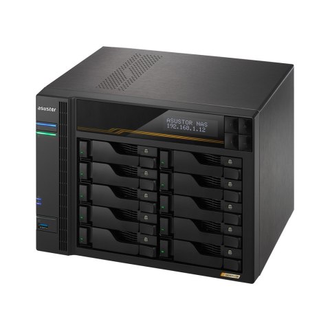 NAS Asustor AS6810T; Tower; 10x (3.5" SATA HDD/ 2.5" SSD); AMD Ryzen Embedded V3C14; 16G ECC DDR5 SODIMM (max. 64GB), 2x 10GbE, 