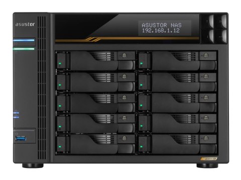 NAS Asustor AS6810T; Tower; 10x (3.5" SATA HDD/ 2.5" SSD); AMD Ryzen Embedded V3C14; 16G ECC DDR5 SODIMM (max. 64GB), 2x 10GbE, 