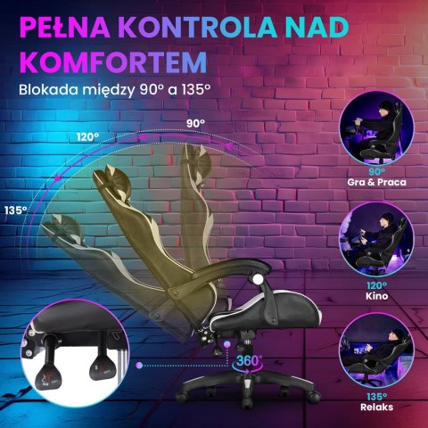 Extralink Gaming | Fotel gamingowy | biurowy, obrotowy, kubełkowy, czarno-biały, G-526