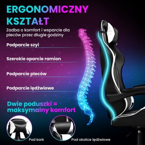 Extralink Gaming | Fotel gamingowy | biurowy, obrotowy, kubełkowy, czarno-biały, G-526