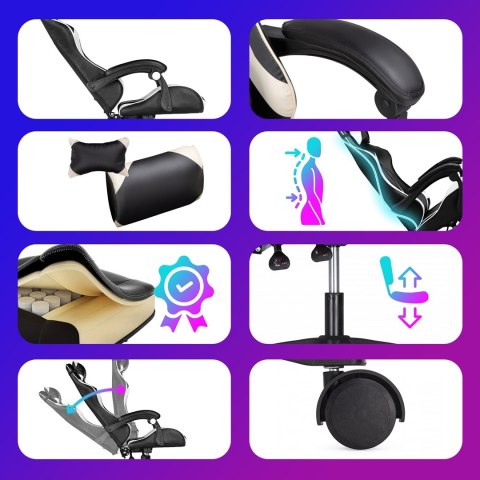 Extralink Gaming | Fotel gamingowy | biurowy, obrotowy, kubełkowy, czarno-biały, G-526