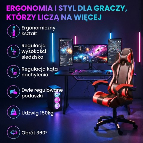 Extralink Gaming | Fotel gamingowy | biurowy, obrotowy, kubełkowy, czarno-czerwony, G-522