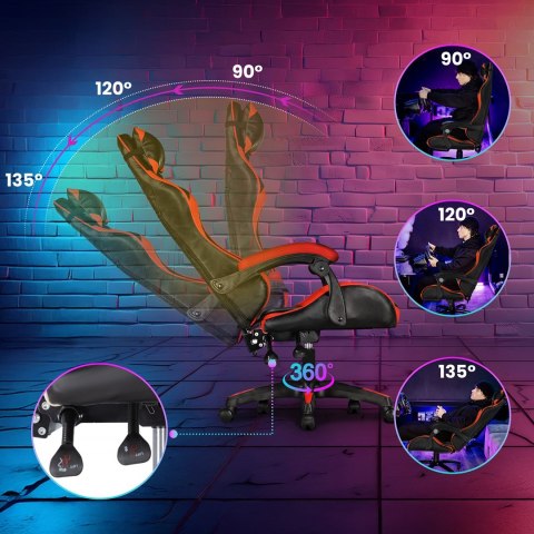 Extralink Gaming | Fotel gamingowy | biurowy, obrotowy, kubełkowy, czarno-czerwony, G-522
