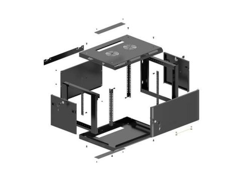 LANBERG SZAFA INSTALACYJNA RACK WISZĄCA 19" 4U 600X600 CZARNA DRZWI METALOWE (FLAT PACK)
