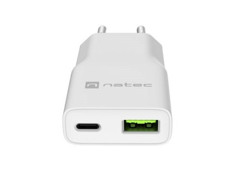 NATEC ŁADOWARKA SIECIOWA RIBERA GAN SLIM USB-A USB-C 20W BIAŁA