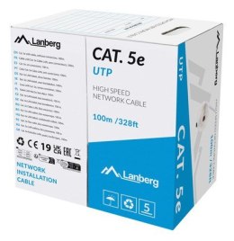KABEL LAN UTP KAT.5E 100M DRUT CU SZARY CPR + FLUKE PASSED LANBERG
