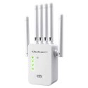 Qoltec Wzmacniacz sygnału WiFi | Repeater | Access Point | 300Mb/s | 6 anten | 2xRJ45