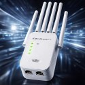 Qoltec Wzmacniacz sygnału WiFi | Repeater | Access Point | 300Mb/s | 6 anten | 2xRJ45