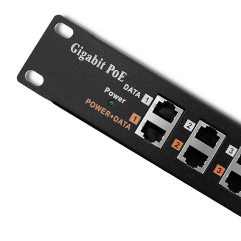 QOLTEC PATCH PANEL RACK | 12 PORTÓW | POE | CZARNY
