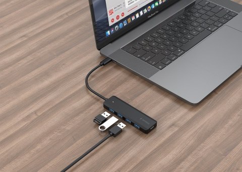 Gembird HUB 4-portowy USB 3.1 (Gen 1) typu C, port PD USB-C