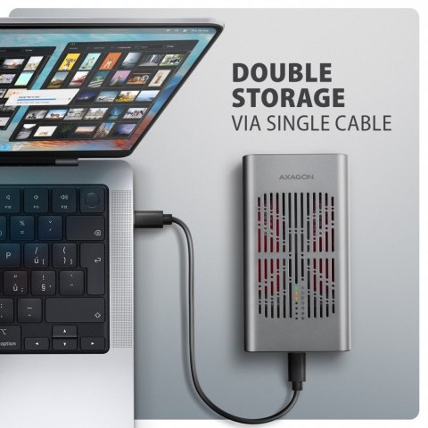 AXAGON EEM2-20GD Obudowa zewnętrzna aluminiowa USB-C 3.2 Gen2x2, Dual NVMe M.2 SSD 20gbps, Clone Master