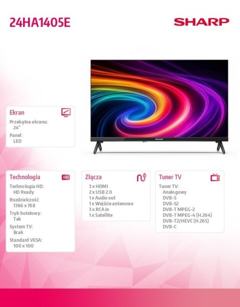 Sharp Telewizor LED 24 cale 24HA1405E