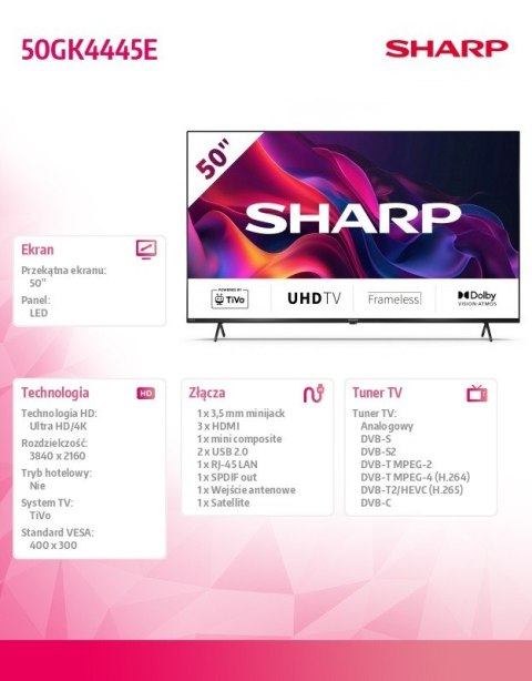 Sharp Telewizor LED 50 cali 50GK4445E