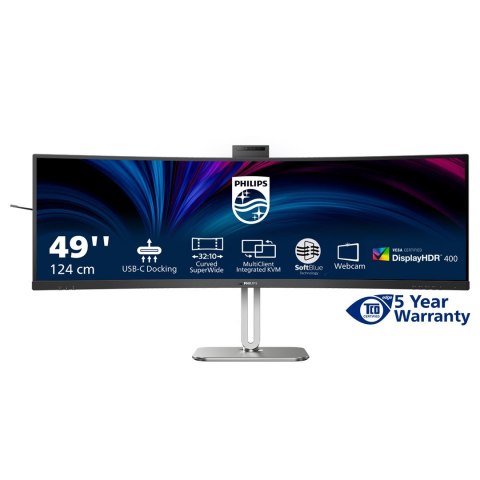 Philips 49B2U6900CH/00 monitor komputerowy 124 cm (48.8") 5120 x 1440 px Dual QHD LCD Czarny