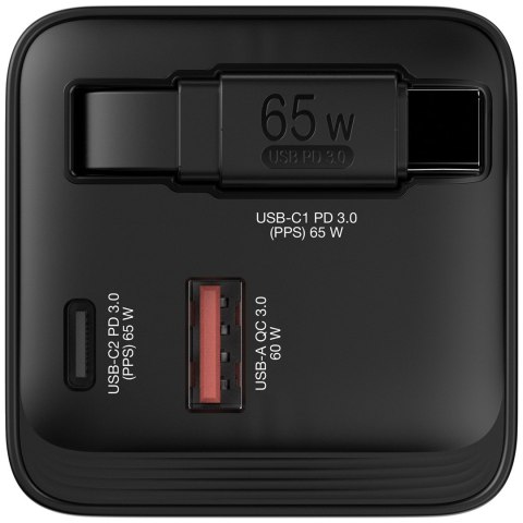 Ładowarka Verbatim Gan 65W 2xUSB-C PD,1xUSB-A, retrac. Przewód 32217