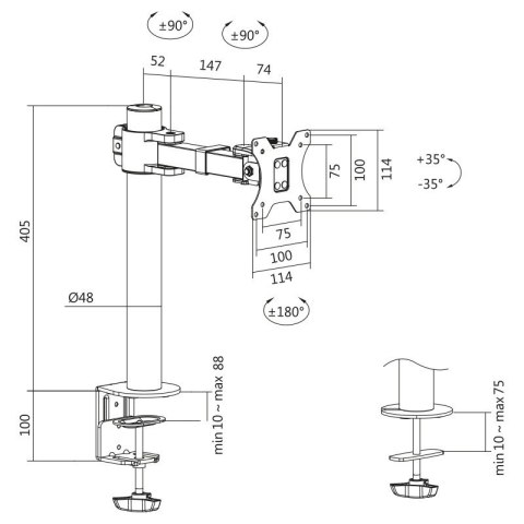 LogiLink Uchwyt do monitora 17-32 cale, stalowy, maks. 9kg