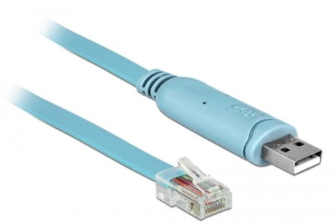 DeLOCK Przejściówka USB 2.0 Typ-A męska > 1 x Serial RS-232 RJ45 męska 2,0 m niebieski