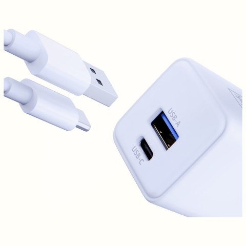 3MK Ładowarka sieciowa Hyper GaN 20W 1xUSB-A 1xUSB-C PD QC4+ biała