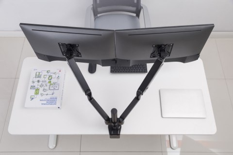 Gembird Ramię/uchwyt na dwa monitory biurkowe, regulowane od 17 cali do 32 cale, obciążenie do 9 kg